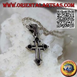 Sterling silver Latin cross pendant with arrowhead endings