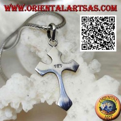 Silver cross pendant with sun engraved on the four ends