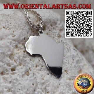 Colgante de plata con forma de África (continente) liso y plano