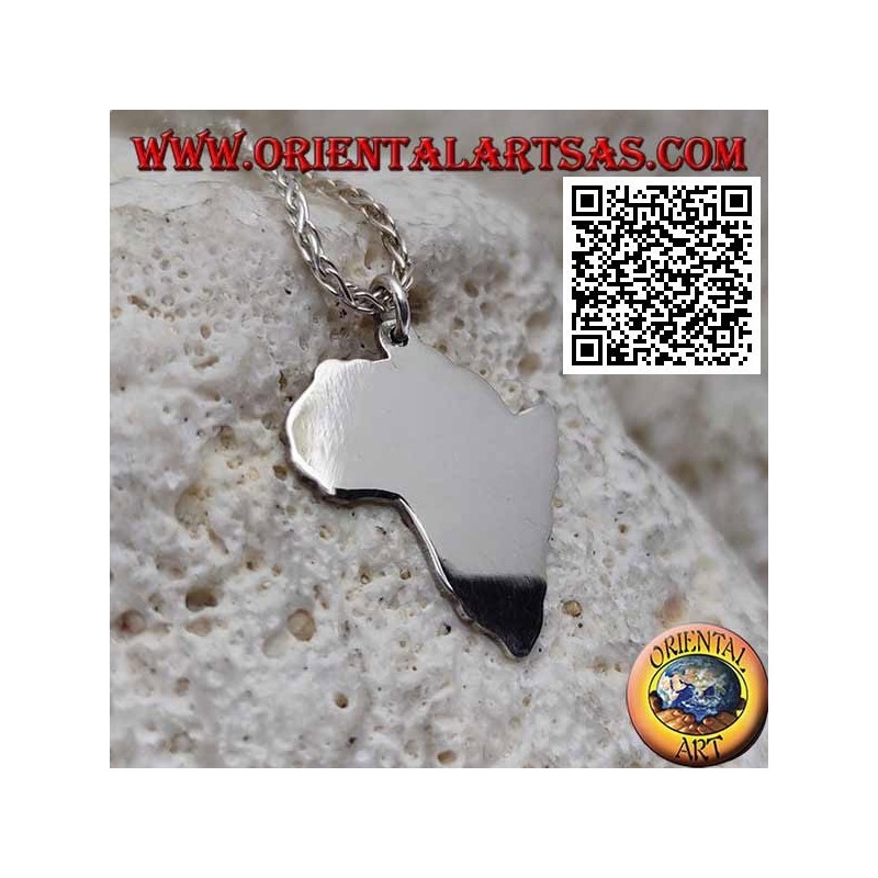 Pendentif en argent en forme d'Afrique (continent) lisse et plat