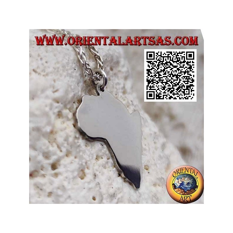 Pendentif en argent en forme d'Afrique (continent) lisse et plat