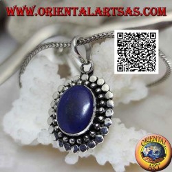 Colgante de plata con lapislázuli ovalado natural rodeado de bolas y discos (b)