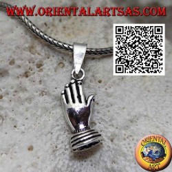 Silver pendant hands palm to palm (symbol of prayer and union)