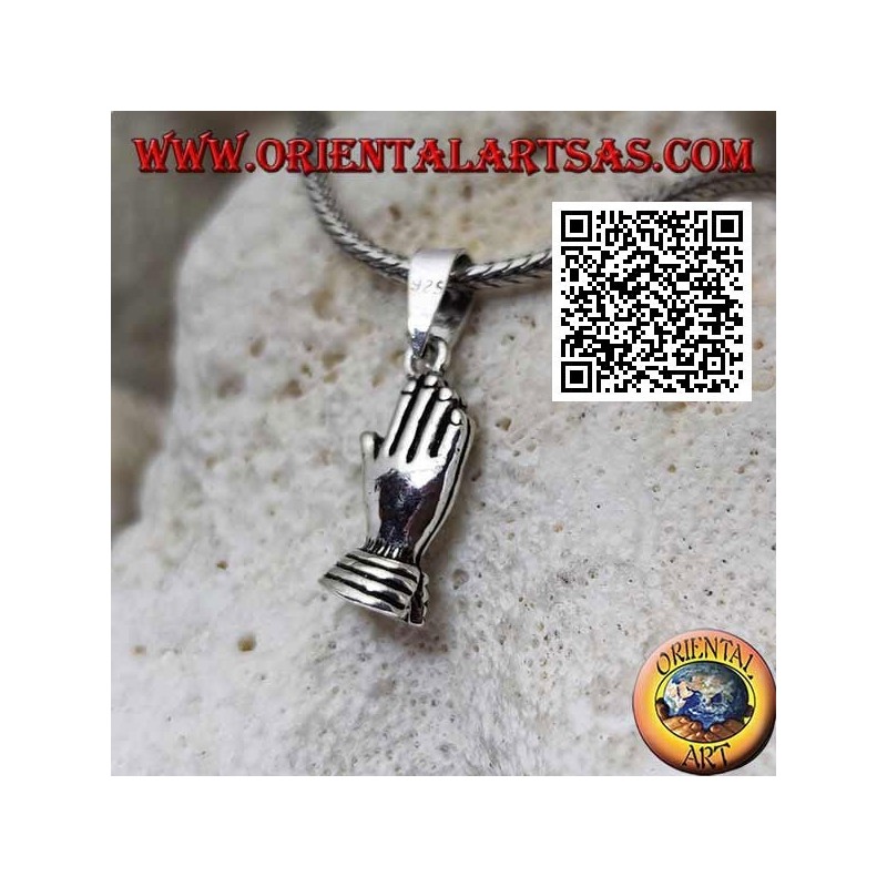 Pendentif en argent mains paume à paume (symbole de prière et d'union)
