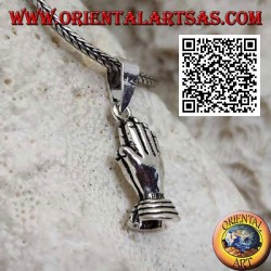 Pendentif en argent mains paume à paume (symbole de prière et d'union)