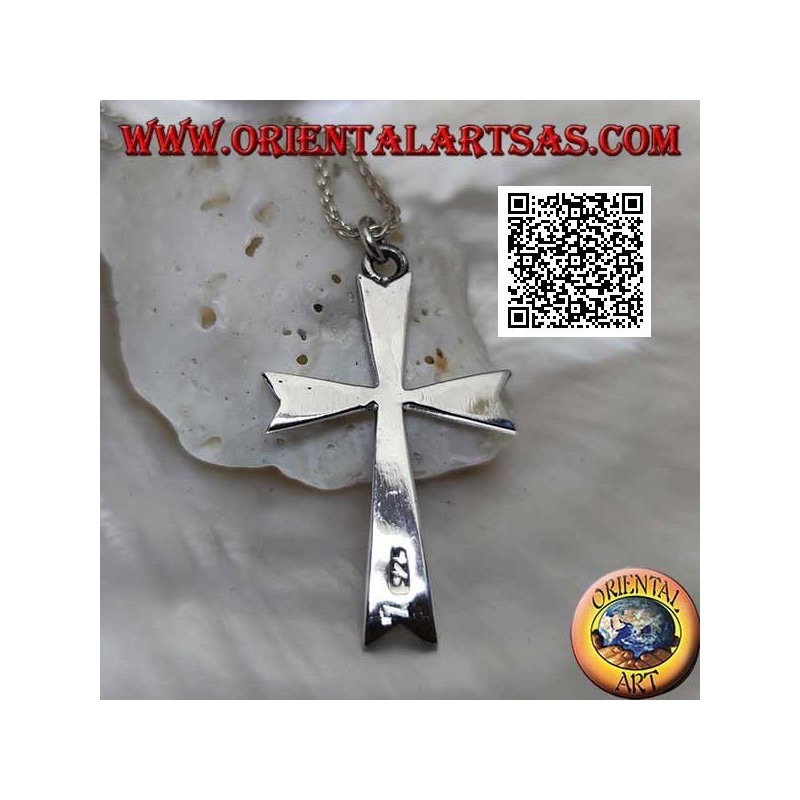 Pendentif croix latine à huit branches en argent serti de marcassite