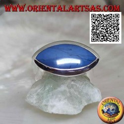 Silver ring with turquoise with horizontal shuttle flush with the edge on a smooth setting