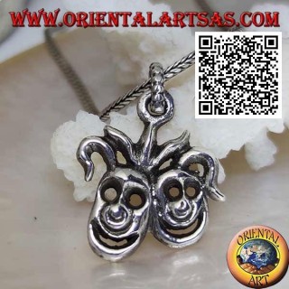 Colgante de plata par de máscaras de payaso sonriente