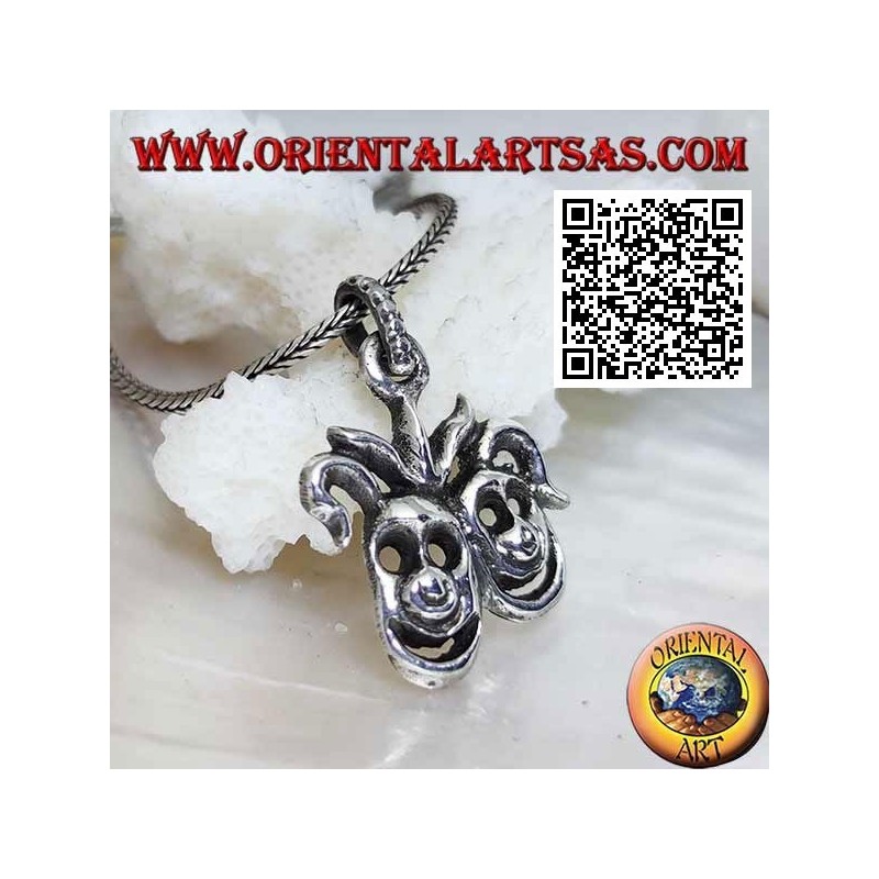 Pendentif en argent paire de masques de clown souriant