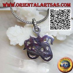 Ciondolo in argento coppia di maschere da clown sorridenti