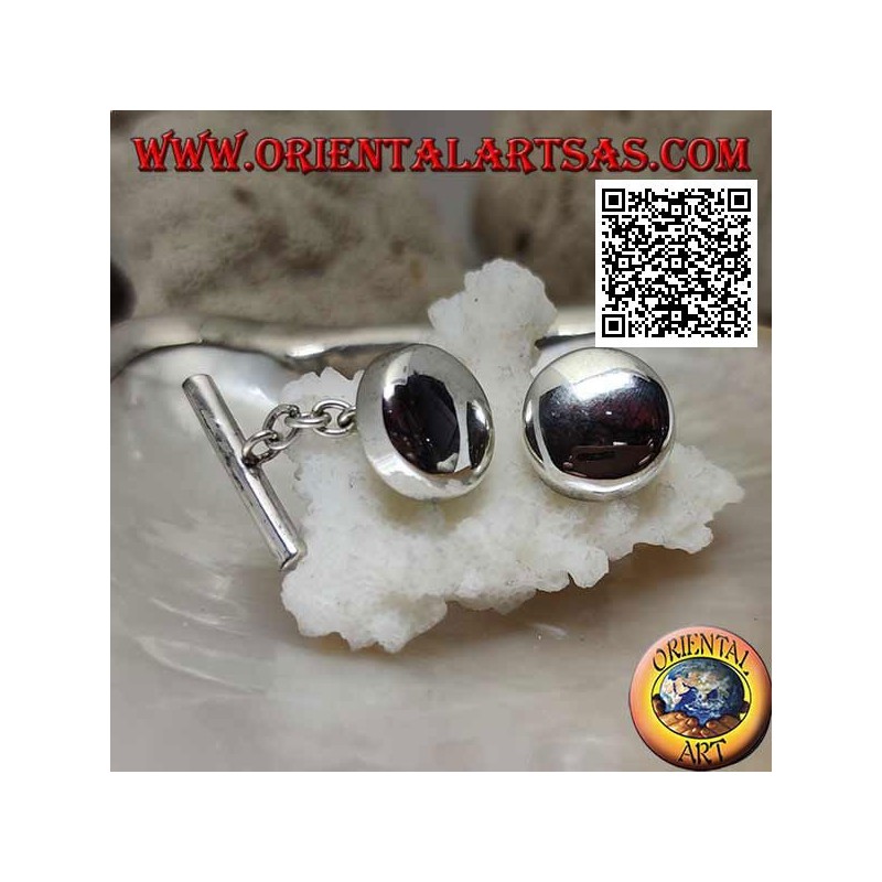 Boutons de manchette ronds et lisses en argent 925 ‰, légèrement arrondis (Ø 15 mm)