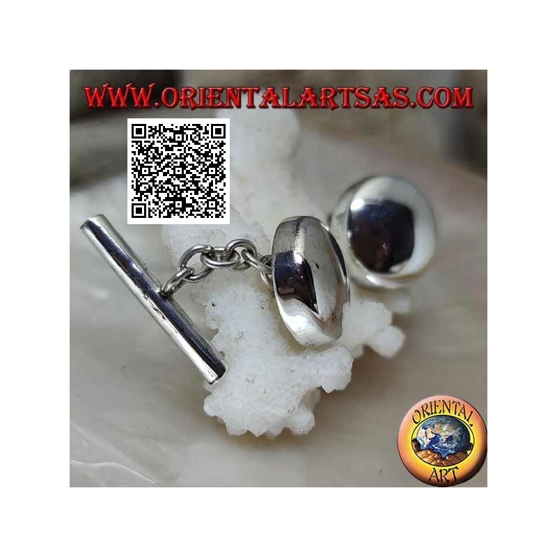 Gemelli per camicia da polso in argento 925‰ tondi e lisci, leggermente bombati (Ø 15 mm)