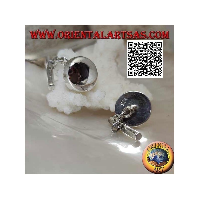 Runde und glatte Manschettenknöpfe aus 925 ‰ Silber, leicht gerundet (Ø 15 mm)