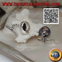 Round and smooth cufflinks in 925 ‰ silver, slightly rounded (Ø 15 mm)