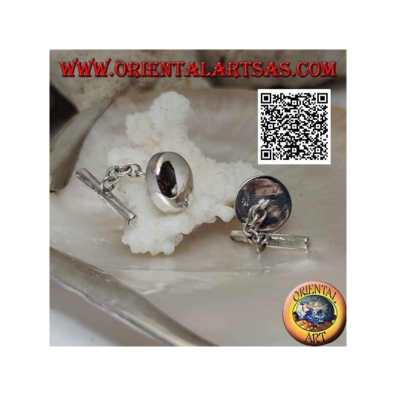 Boutons de manchette ronds et lisses en argent 925 ‰, légèrement arrondis (Ø 15 mm)