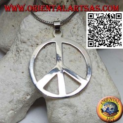 Colgante de plata lisa y gruesa en forma de símbolo de la paz (Ø 40 mm.)