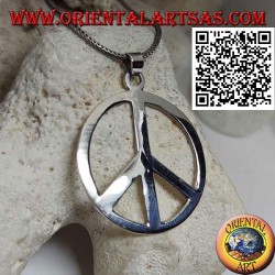 Colgante de plata lisa y gruesa en forma de símbolo de la paz (Ø 40 mm.)