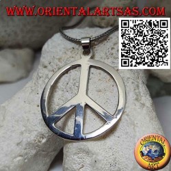Smooth and thick silver pendant in the shape of a peace symbol (Ø 40 mm.)