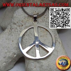 Colgante de plata lisa y gruesa en forma de símbolo de la paz (Ø 40 mm.)