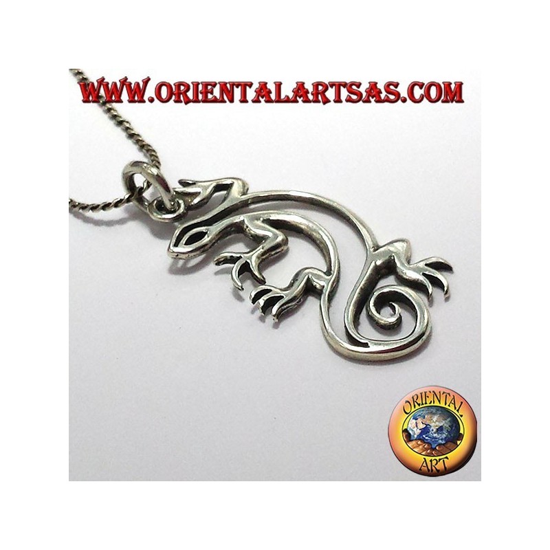gecko pendant in silver