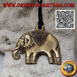 Typically decorated brass pendant representing an Asian elephant
