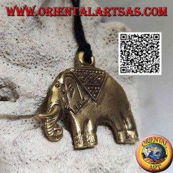 Typically decorated brass pendant representing an Asian elephant