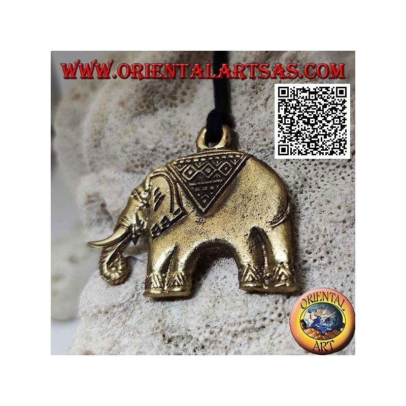 Typically decorated brass pendant representing an Asian elephant