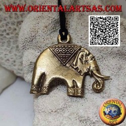 Typically decorated brass pendant representing an Asian elephant