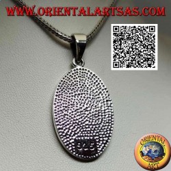 Silver pendant, sacred oval medal with St. Christopher with stick and child in bas-relief