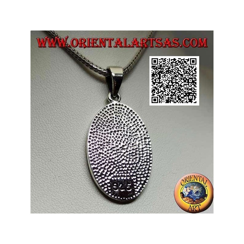 Silberanhänger, heilige ovale Medaille mit St. Christopher mit Stock und Kind im Basrelief