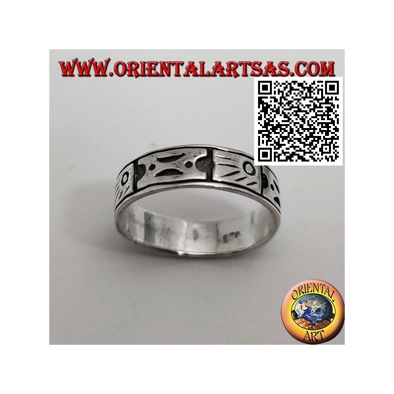 Silver ring with engraved Aboriginal symbols