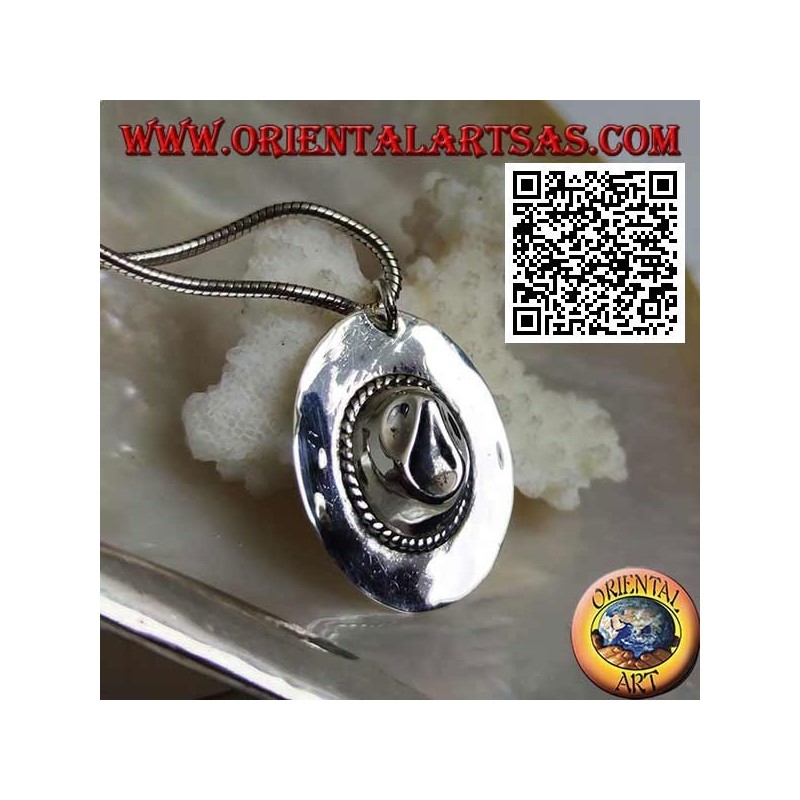 Ciondolo in argento a forma di cappello da sceriffo / cowboy