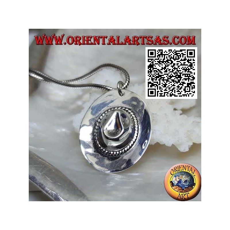 Pendentif en argent en forme de chapeau de shérif / cowboy
