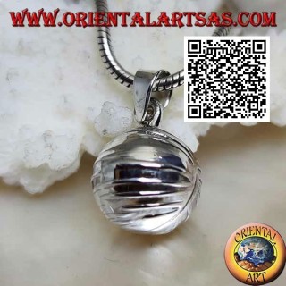 Colgante de plata liso "Call Angels" con líneas horizontales (Ø 14 mm.)