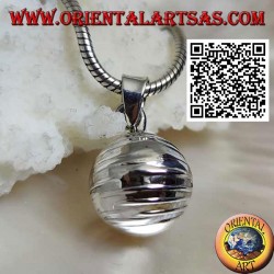 Glatter silberner "Call Angels" -Anhänger mit horizontalen Linien (Ø 14 mm)