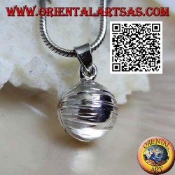 Glatter silberner "Call Angels" -Anhänger mit horizontalen Linien (Ø 14 mm)