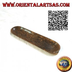Pocket emptier, elongated oval tray in coconut wood