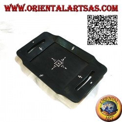 Taschenleerer Lombok rechteckiges Tablett aus Mahagoniholz ​​mit Griffen und Perlmutt-Inlays