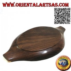 Bandeja ovalada vaciadora de bolsillo con doble compartimento en madera de teca