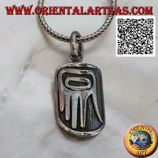 Médaille pendentif en argent avec main aborigène de primitifs en bas-relief