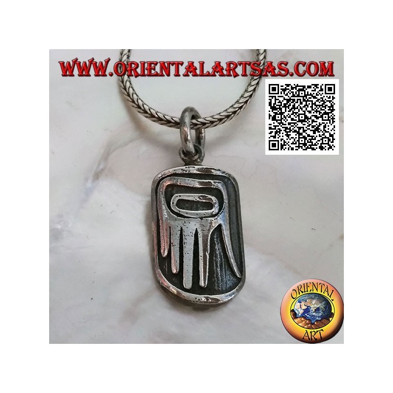 Silberanhängermedaille mit Ureinwohnerhand der Primitiven im Basrelief