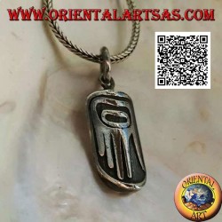 Silberanhängermedaille mit Ureinwohnerhand der Primitiven im Basrelief