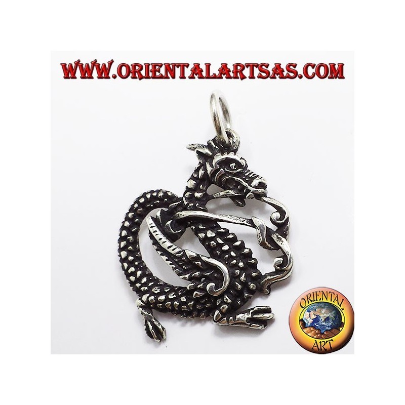 Dragón colgante, plata 925