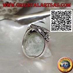 Bague en argent avec oeil avec pupille bleue entourée d'entrelacs