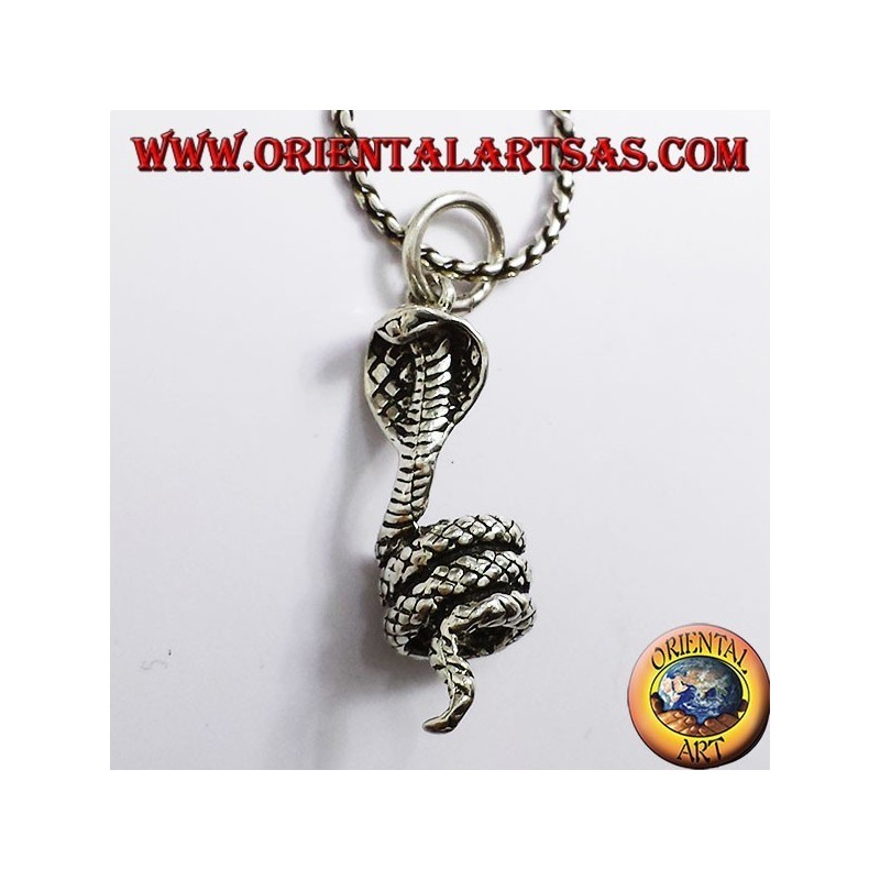 pendant cobra coiled silver