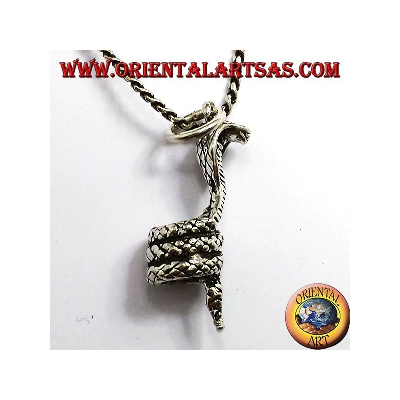 Ciondolo Cobra Arrotolato Argento 925 | Oriental Art