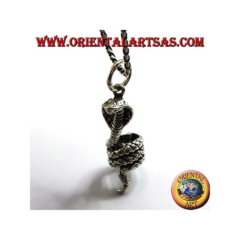 cobra enroscada colgante de plata