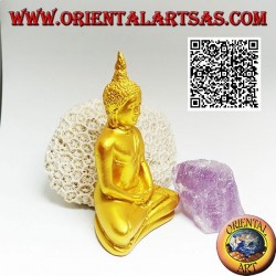 Sculpture de Bouddha "Dhyana Mudra - symbole de méditation et de sagesse" sur l'autel en résine (dorée) 10 cm