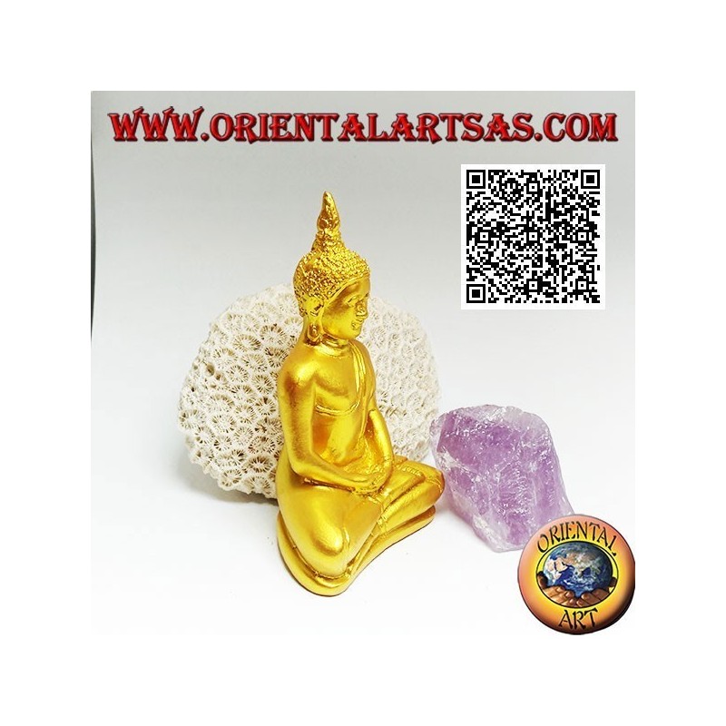 Escultura de Buda "Dhyana Mudra - símbolo de meditación y sabiduría" en el altar en resina (dorado) 10 cm