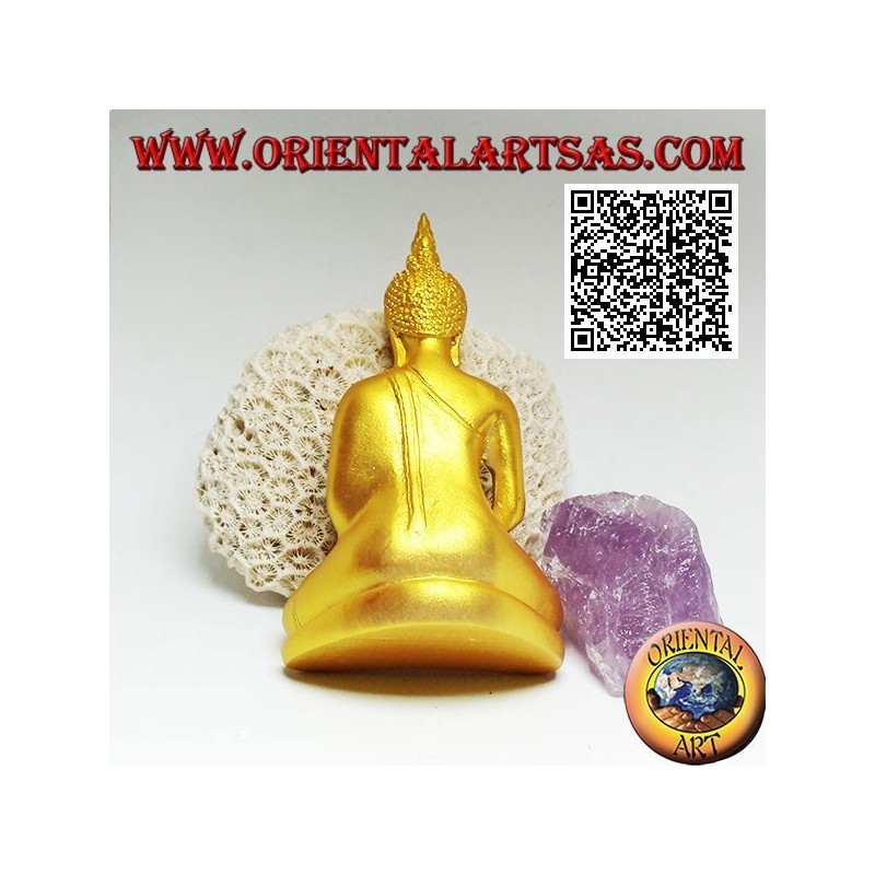 Scultura Buddha "Dhyana Mudra - simbolo di meditazione e saggezza" in resina (dorato) 10 cm